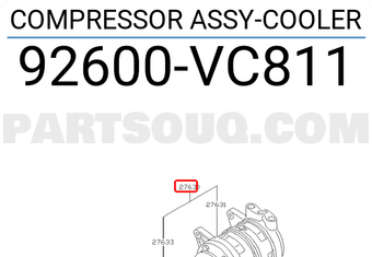 Nissan 92600VC811 COMPRESSOR ASSY-COOLER