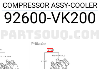 Nissan 92600VK200 COMPRESSOR ASSY-COOLER