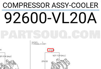 Nissan 92600VL20A COMPRESSOR ASSY-COOLER