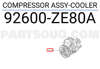 Nissan 92600ZE80A COMPRESSOR ASSY-COOLER