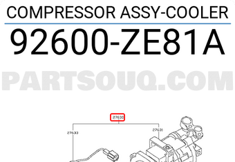Nissan 92600ZE81A COMPRESSOR ASSY-COOLER