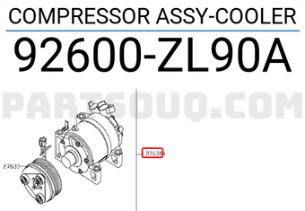 Nissan 92600ZL90A COMPRESSOR ASSY-COOLER