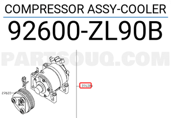 Nissan 92600ZL90B COMPRESSOR ASSY-COOLER