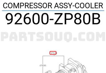 Nissan 92600ZP80B COMPRESSOR ASSY-COOLER