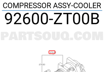 Nissan 92600ZT00B COMPRESSOR ASSY-COOLER