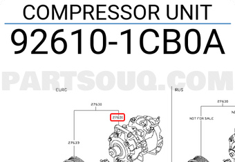 Nissan 926101CB0A COMPRESSOR UNIT