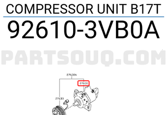 Nissan 926103VB0A COMPRESSOR UNIT B17T
