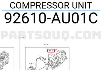 Nissan 92610AU01C COMPRESSOR UNIT