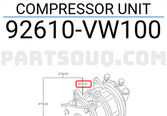Nissan 92610VW100 COMPRESSOR UNIT