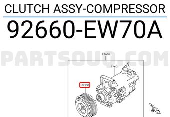Nissan 92660EW70A CLUTCH ASSY-COMPRESSOR