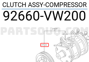 Nissan 92660VW200 CLUTCH ASSY-COMPRESSOR