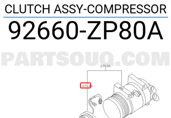 Nissan 92660ZP80A CLUTCH ASSY-COMPRESSOR