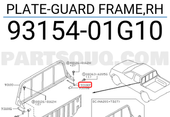 Nissan 9315401G10 PLATE-GUARD FRAME,RH