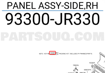 Nissan 93300JR330 PANEL ASSY-SIDE,RH