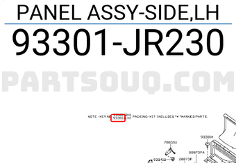 Nissan 93301JR230 PANEL ASSY-SIDE,LH