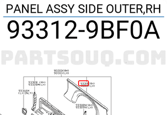Nissan 933129BF0A PANEL ASSY SIDE OUTER,RH