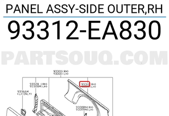 Nissan 93312EA830 PANEL ASSY-SIDE OUTER,RH