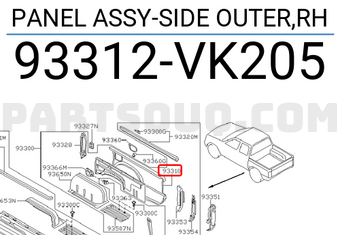 Nissan 93312VK205 PANEL ASSY-SIDE OUTER,RH