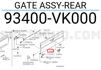 Nissan 93400VK000 GATE ASSY-REAR