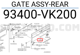 Nissan 93400VK200 GATE ASSY-REAR