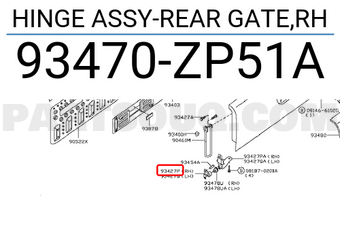 Nissan 93470ZP51A HINGE ASSY-REAR GATE,RH