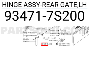 Nissan 934717S200 HINGE ASSY-REAR GATE,LH