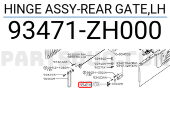 Nissan 93471ZH000 HINGE ASSY-REAR GATE,LH