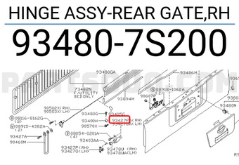 Nissan 934807S200 HINGE ASSY-REAR GATE,RH