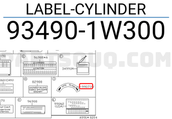 Nissan 934901W300 LABEL-CYLINDER