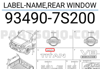 Nissan 934907S200 LABEL-NAME,REAR WINDOW