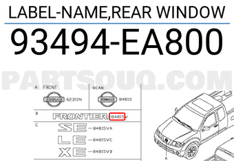 Nissan 93494EA800 LABEL-NAME,REAR WINDOW