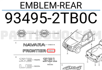 Nissan 934952TB0C EMBLEM-REAR