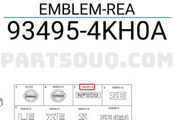 Nissan 934954KH0A EMBLEM-REA