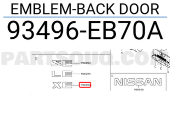 Nissan 93496EB70A EMBLEM-BACK DOOR