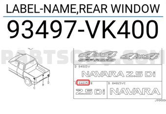 Nissan 93497VK400 LABEL-NAME,REAR WINDOW