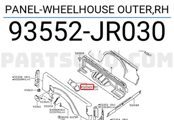 Nissan 93552JR030 PANEL-WHEELHOUSE OUTER,RH