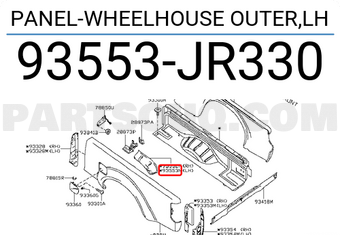 Nissan 93553JR330 PANEL-WHEELHOUSE OUTER,LH