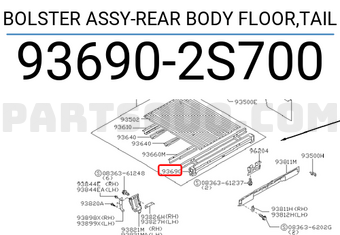 Nissan 936902S700 BOLSTER ASSY-REAR BODY FLOOR,TAIL