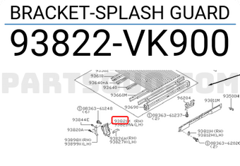 Nissan 93822VK900 BRACKET-SPLASH GUARD