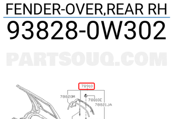 Nissan 938280W302 FENDER-OVER,REAR RH