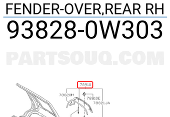 Nissan 938280W303 FENDER-OVER,REAR RH