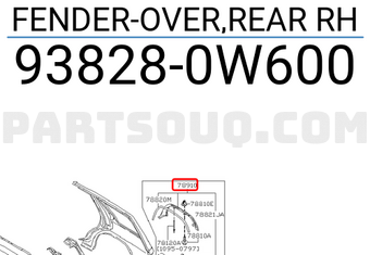 Nissan 938280W600 FENDER-OVER,REAR RH