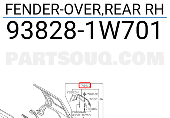 Nissan 938281W701 FENDER-OVER,REAR RH