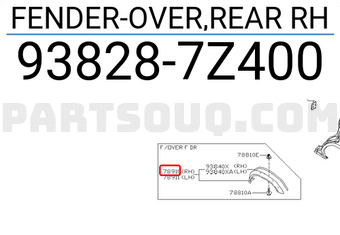 Nissan 938287Z400 FENDER-OVER,REAR RH