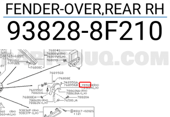 Nissan 938288F210 FENDER-OVER,REAR RH