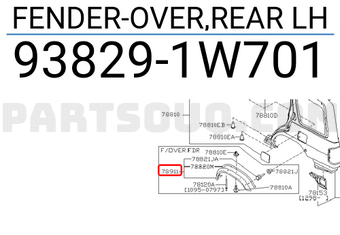 Nissan 938291W701 FENDER-OVER,REAR LH