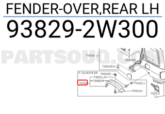 Nissan 938292W300 FENDER-OVER,REAR LH