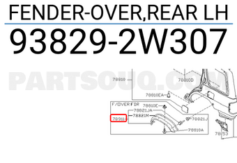 Nissan 938292W307 FENDER-OVER,REAR LH