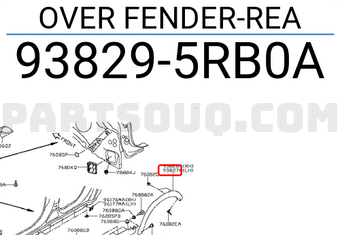 Nissan 938295RB0A OVER FENDER-REA