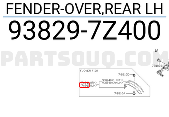 Nissan 938297Z400 FENDER-OVER,REAR LH